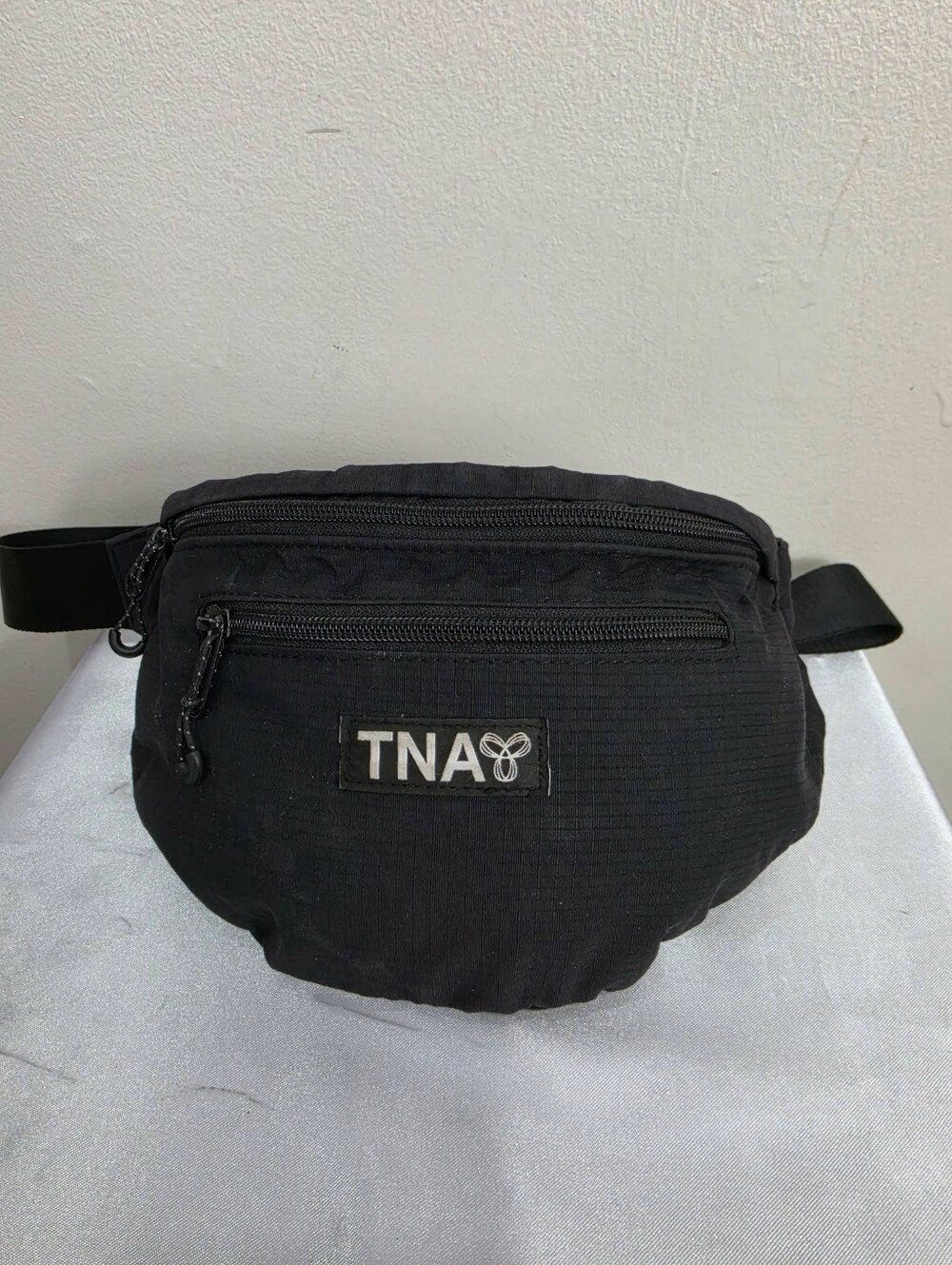 TNA Black Nylon Waist Pack with Front Zip Pocket
